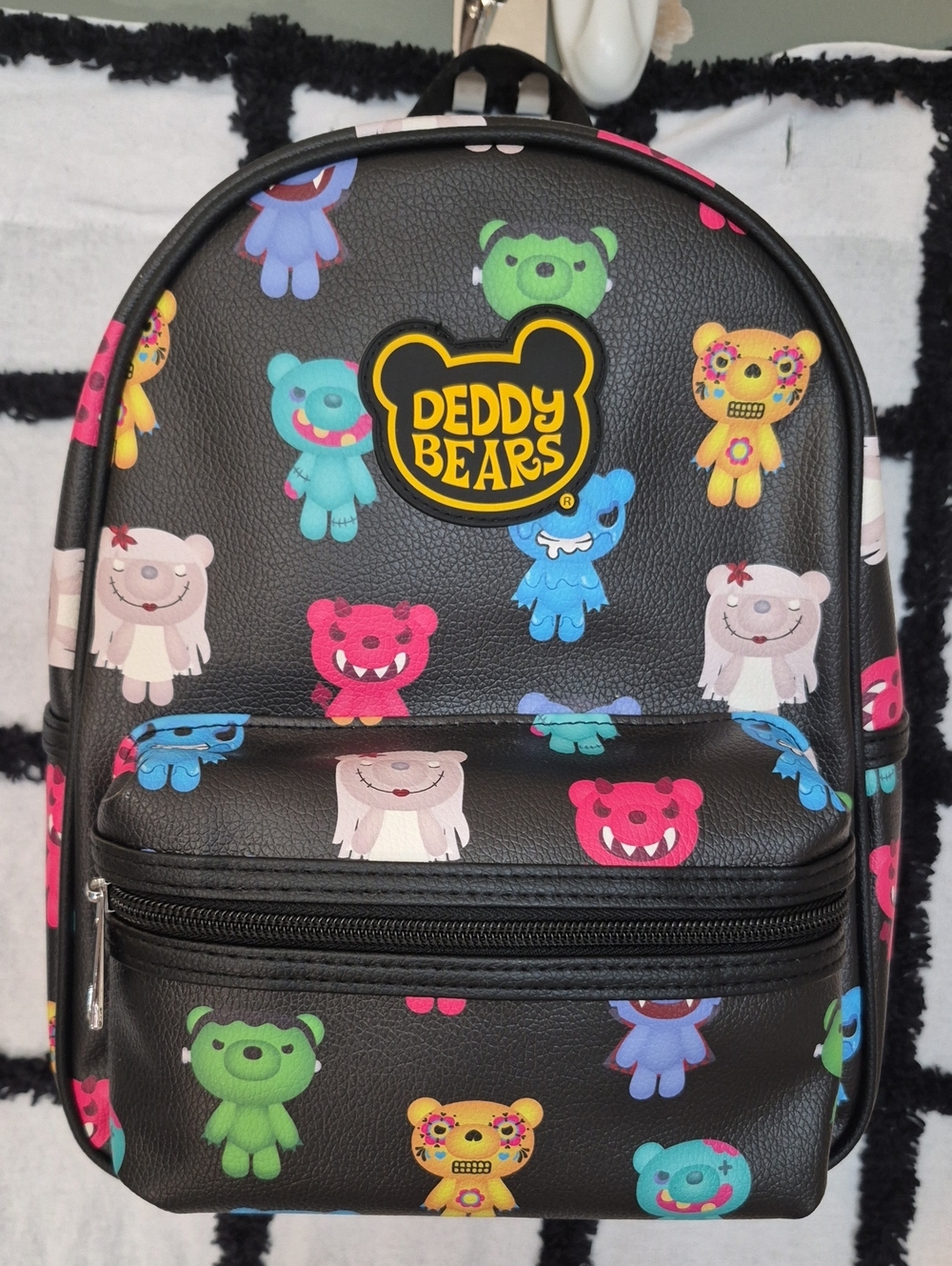NEW Claire's Deddy Bears Black Faux Leather Mini Backpack Purse